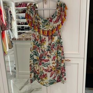 NEW Boston Proper Embellished Belt Beach off the shoulder ruched Dress Size XL